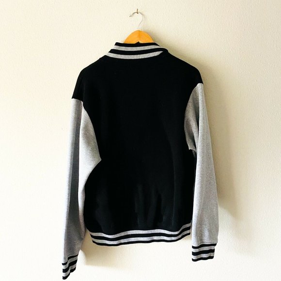 Route 66 90s Black Gray Letterman Sweater Jacket - Picture 4 of 6